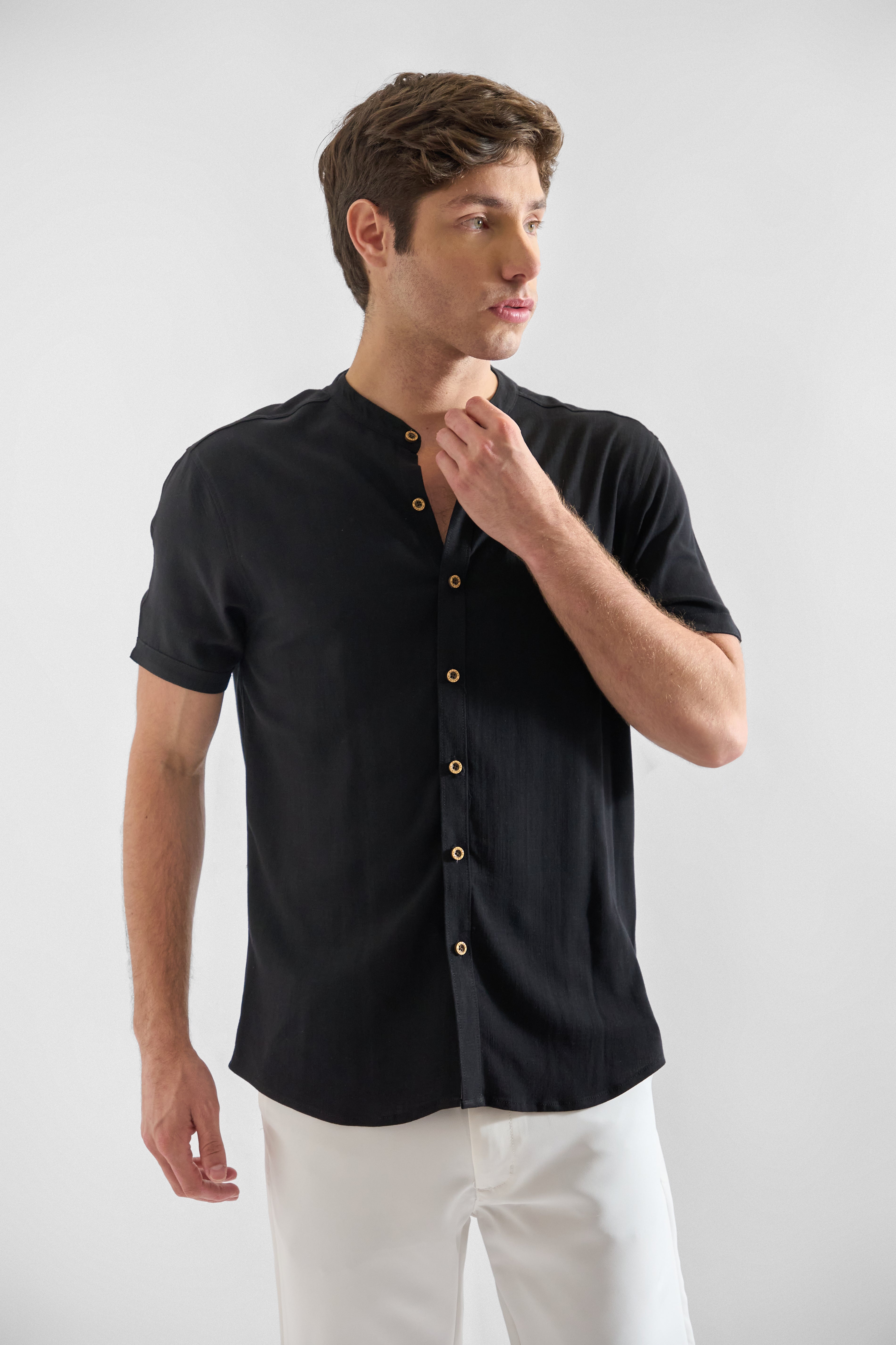 Camisa de Lino Manga Corta