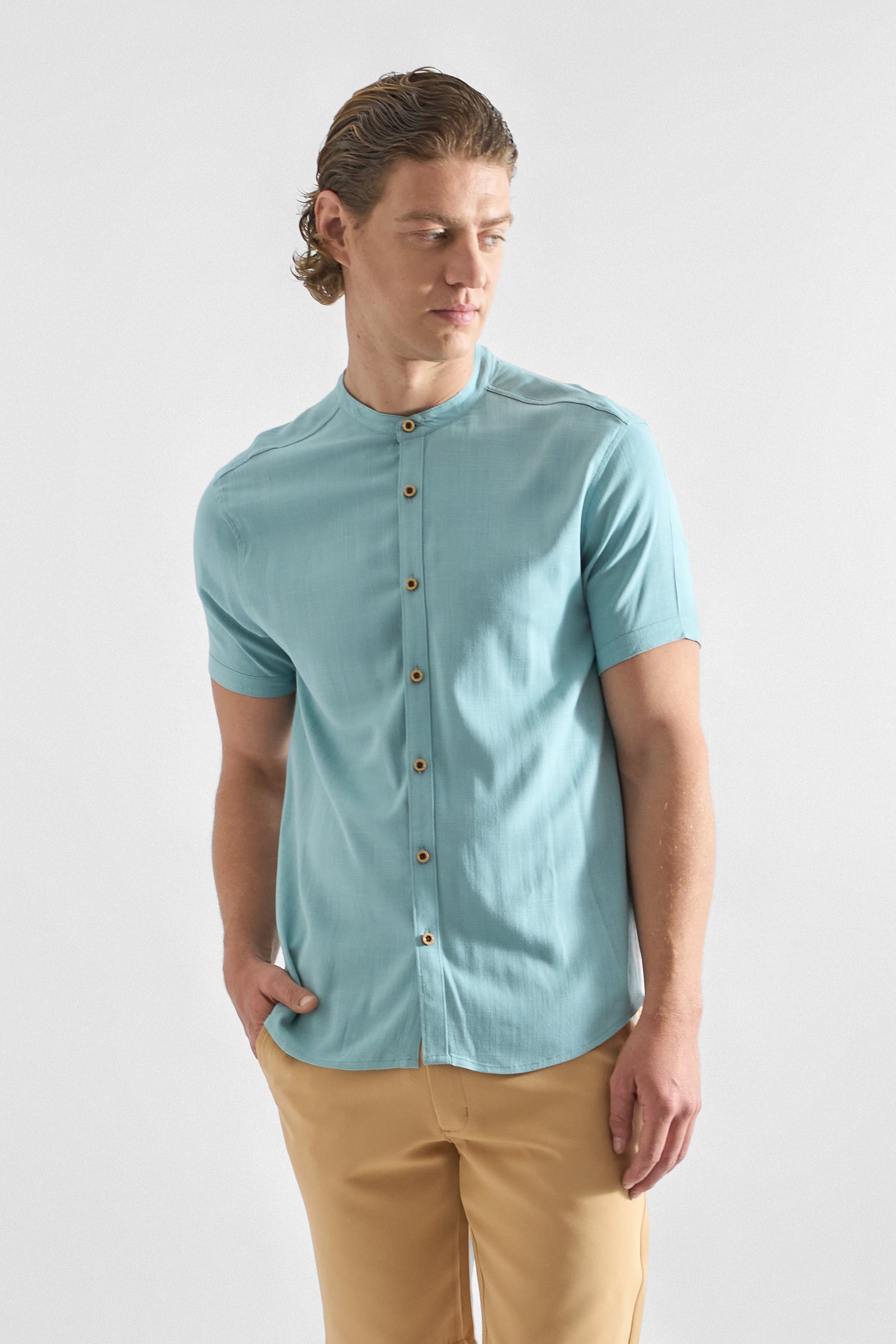 Camisa de Lino Manga Corta