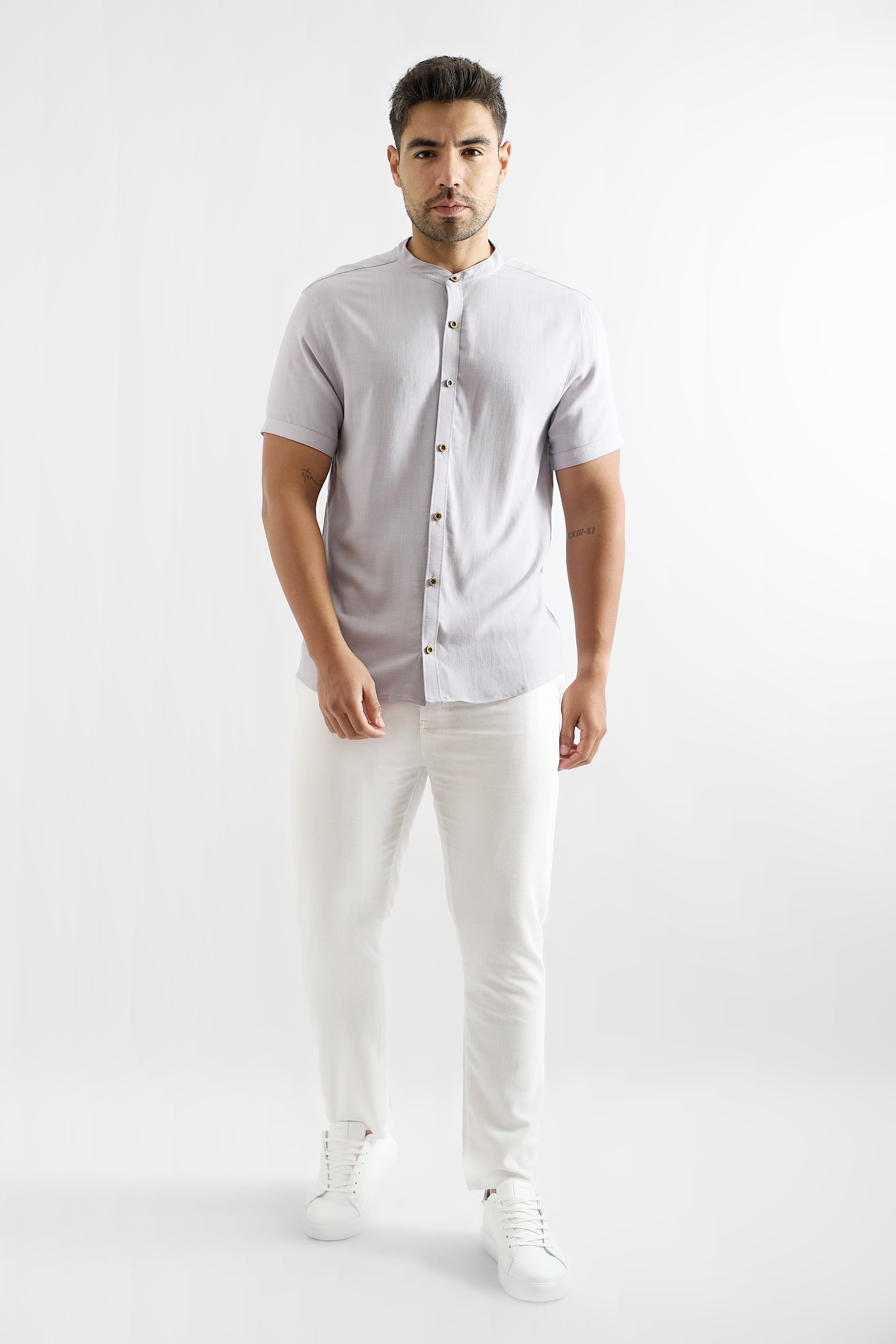 Camisa de Lino Manga Corta