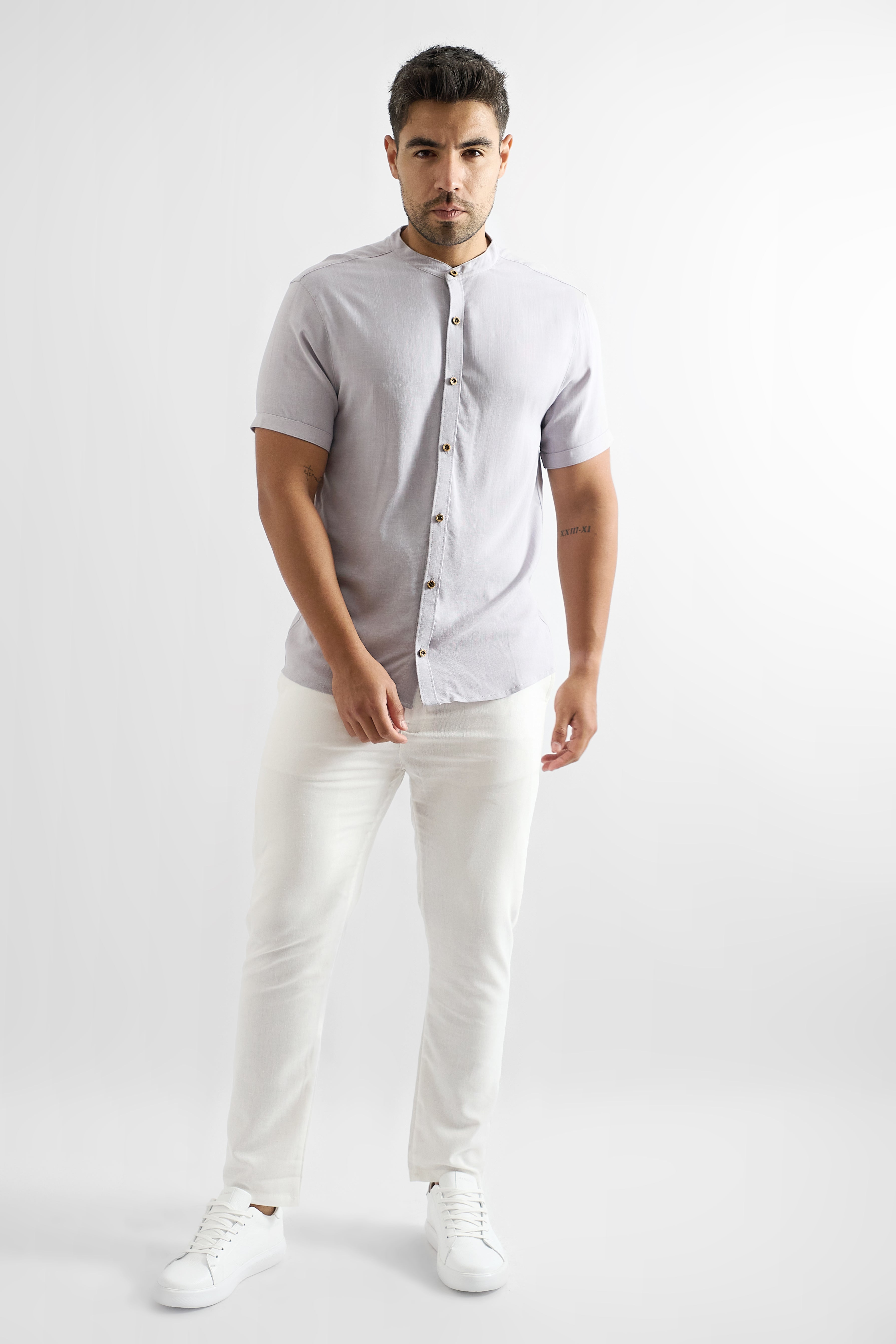 Camisa de Lino Manga Corta
