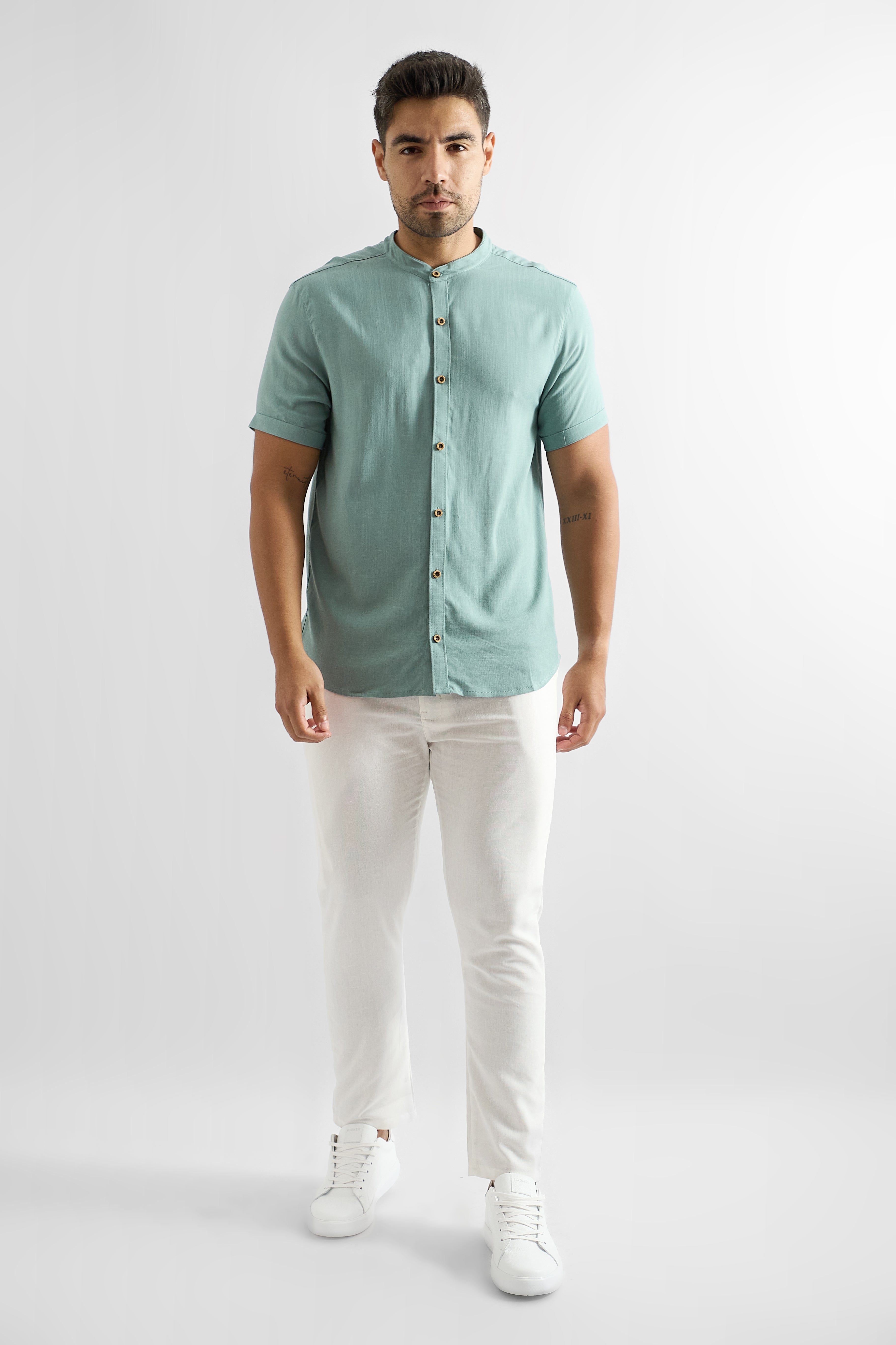 Camisa de Lino Manga Corta