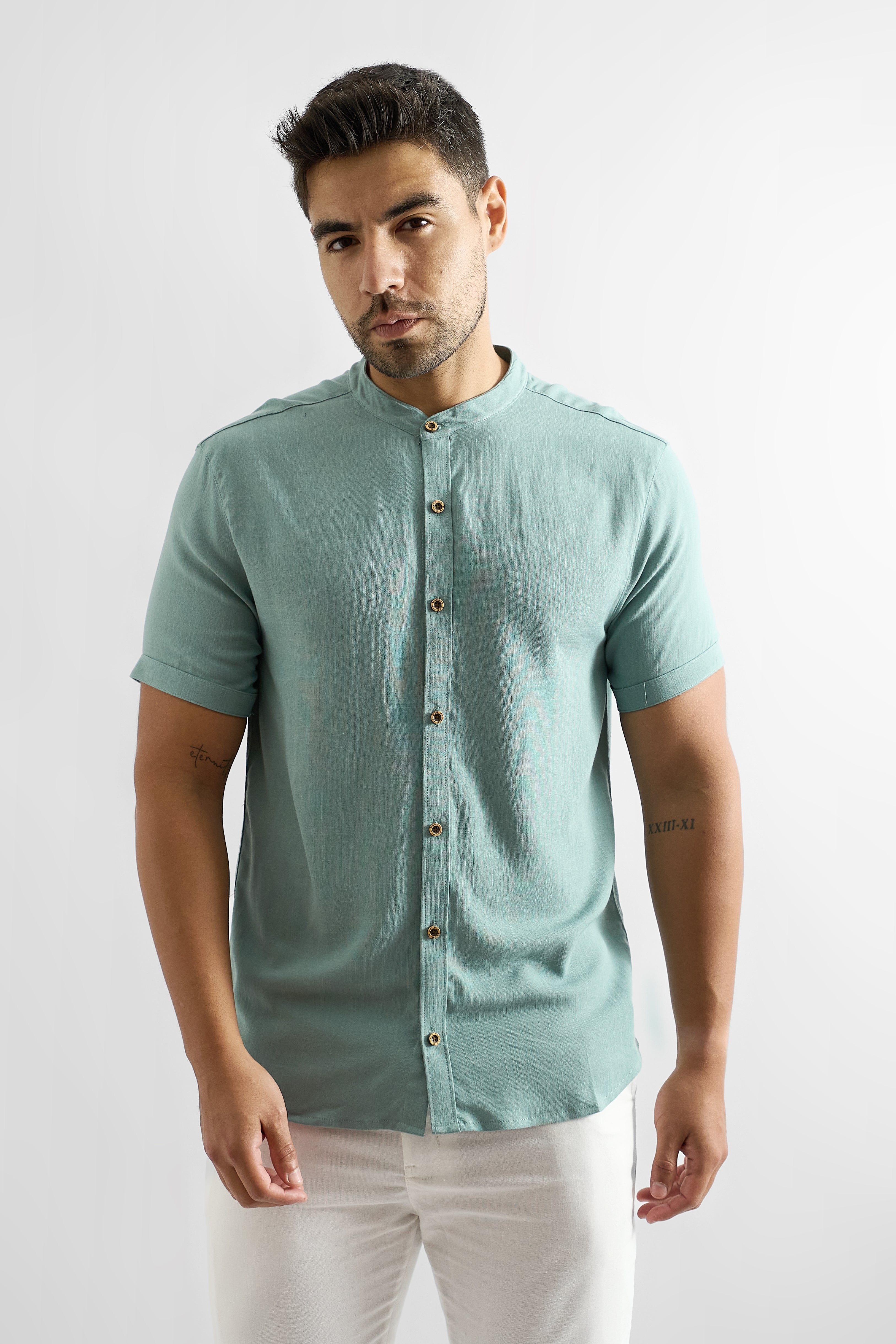 Camisa de Lino Manga Corta