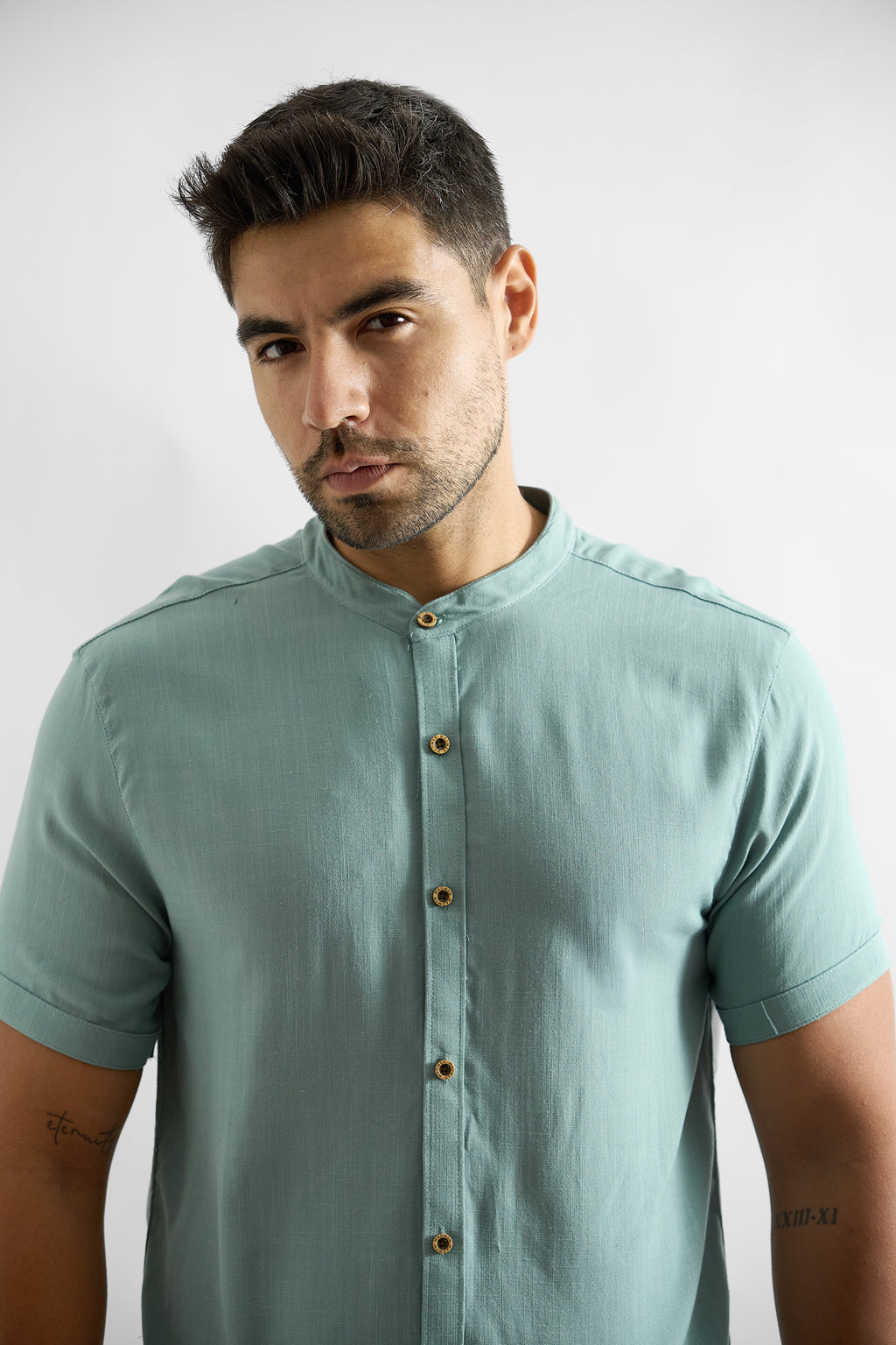 Camisa de Lino Manga Corta