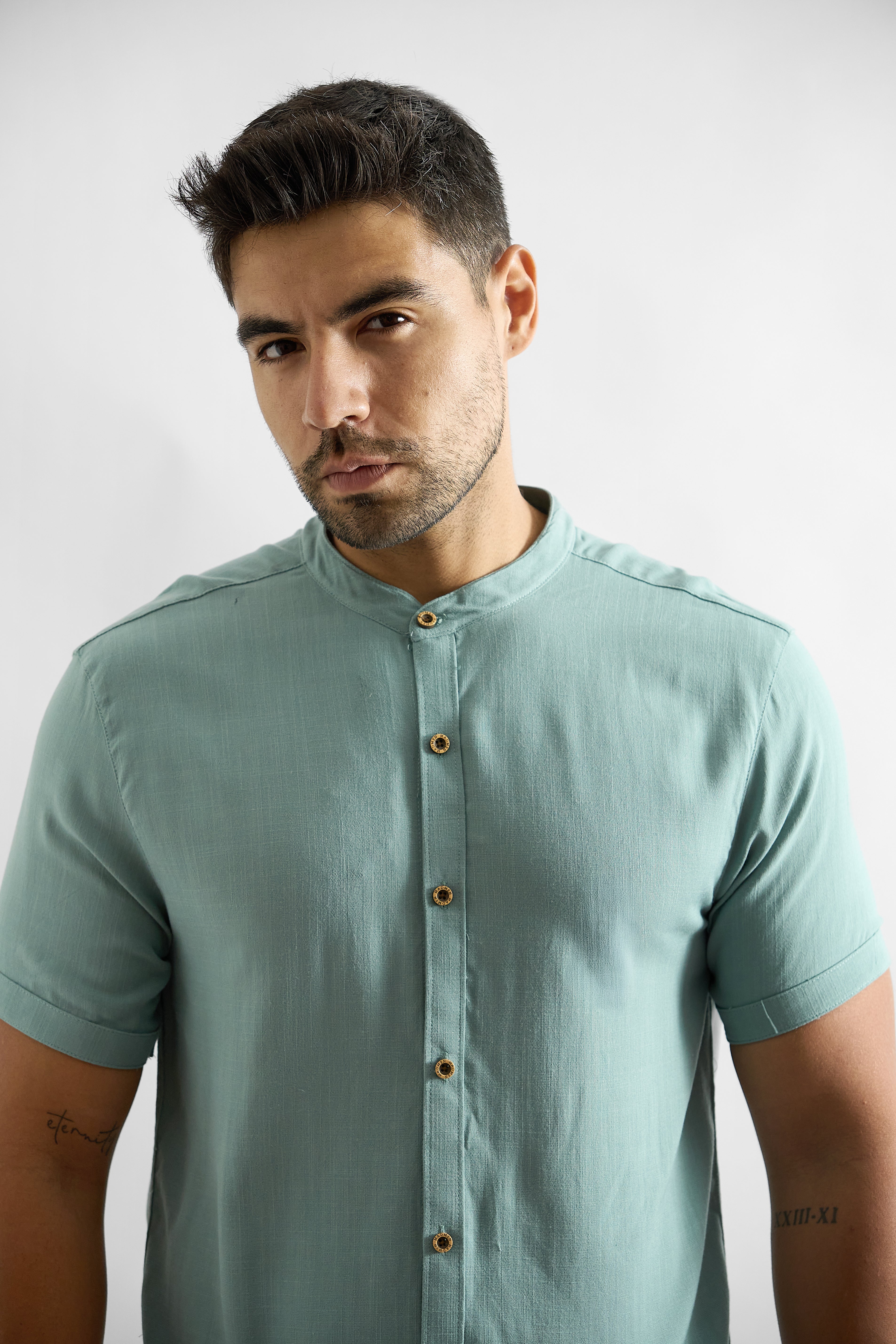 Camisa de Lino Manga Corta